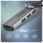 Axagon HMC-H3A base para portátil y replicador de puertos Alámbrico USB 3.2 Gen 1 (3.1 Gen 1) Type-C Plata (2)