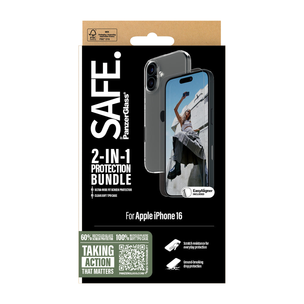 PanzerGlass SAFE. by ® 2-in-1 Protection Bundle iPhone 16 Protector de pantalla Apple 1 pieza(s) (3)