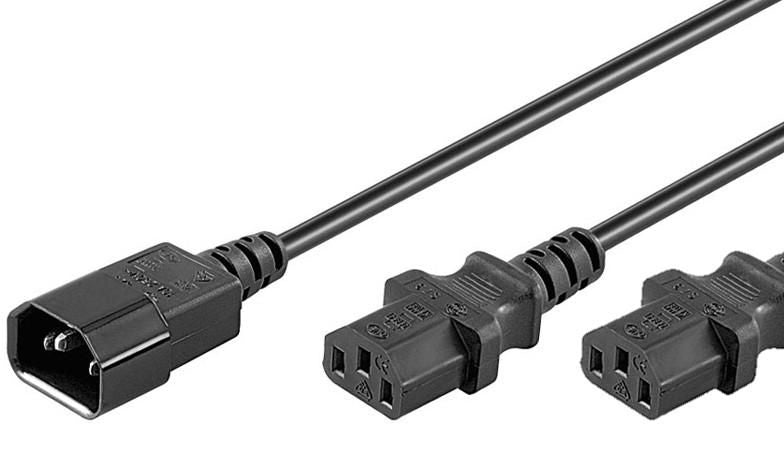 Microconnect PE061306 cable de transmisión Negro 0,6 m C14 acoplador Acoplador C13 2 x (2)