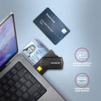 Axagon CRE-SMP2A USB Smart card & SD/microSD/SIM PocketReader lector de tarjeta inteligente Interior USB Type-A/USB Type-C Negro (4)
