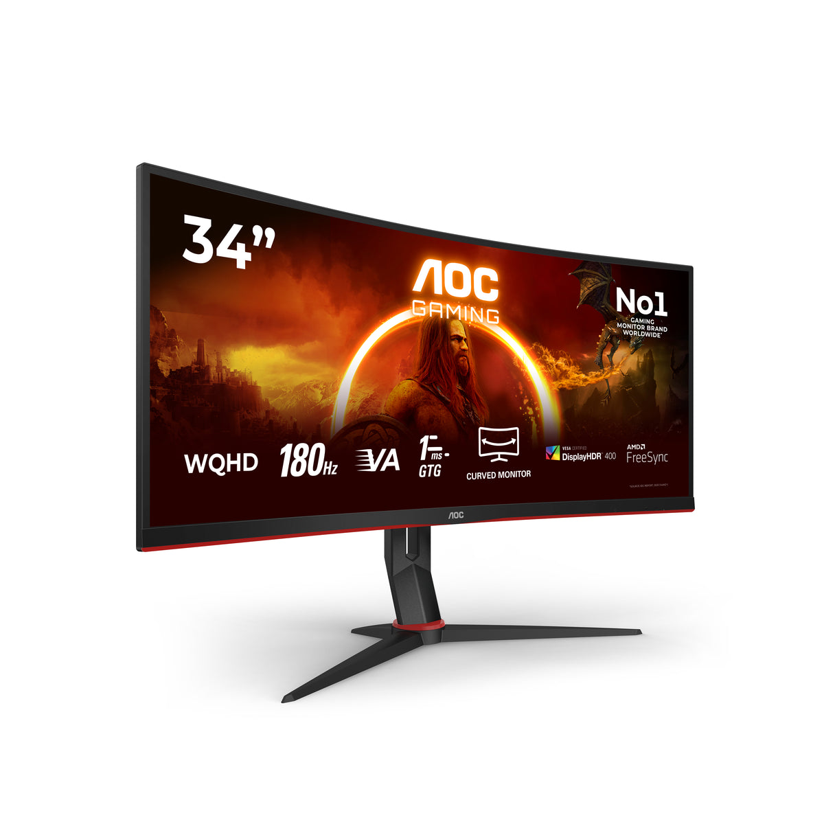AOC G2 CU34G2XP pantalla para PC 86,4 cm (34") 3440 x 1440 Pixeles UltraWide Quad HD LED Negro, Rojo (3)