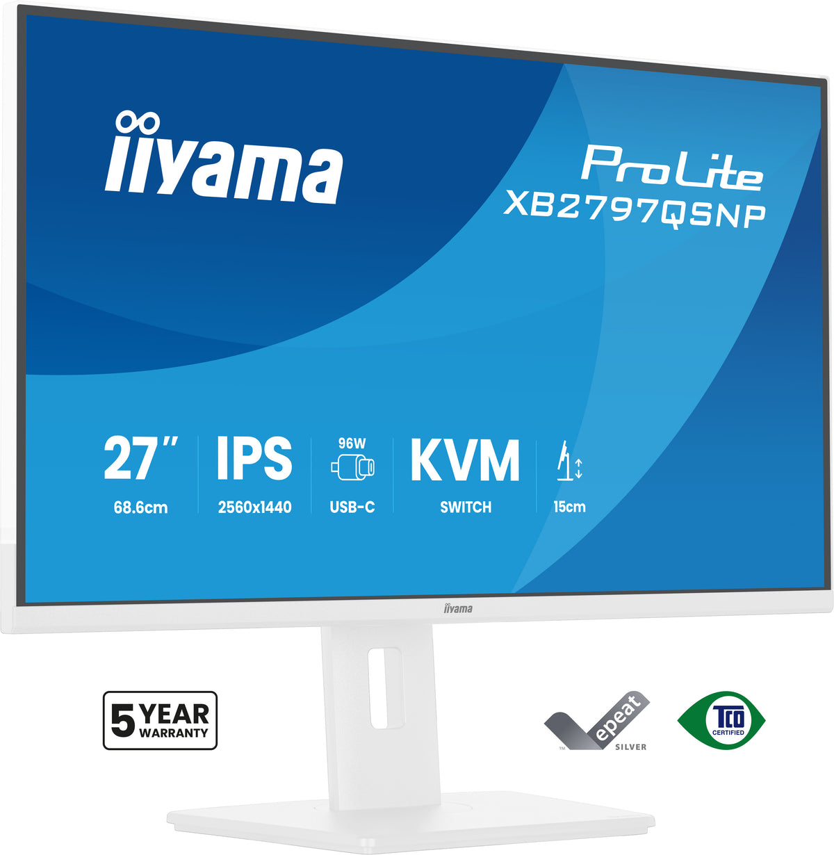 iiyama ProLite XB2797QSNP-W1 pantalla para PC 68,6 cm (27") 2560 x 1440 Pixeles Quad HD LCD Blanco