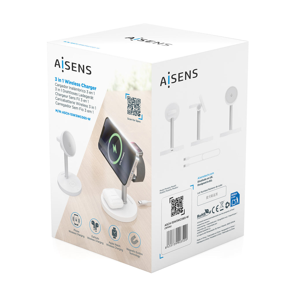 AISENS ASCH-15W3WC065-W cargador de dispositivo móvil Auriculares, Smartphone, Reloj inteligente Cargador inalámbrico Interior (8)