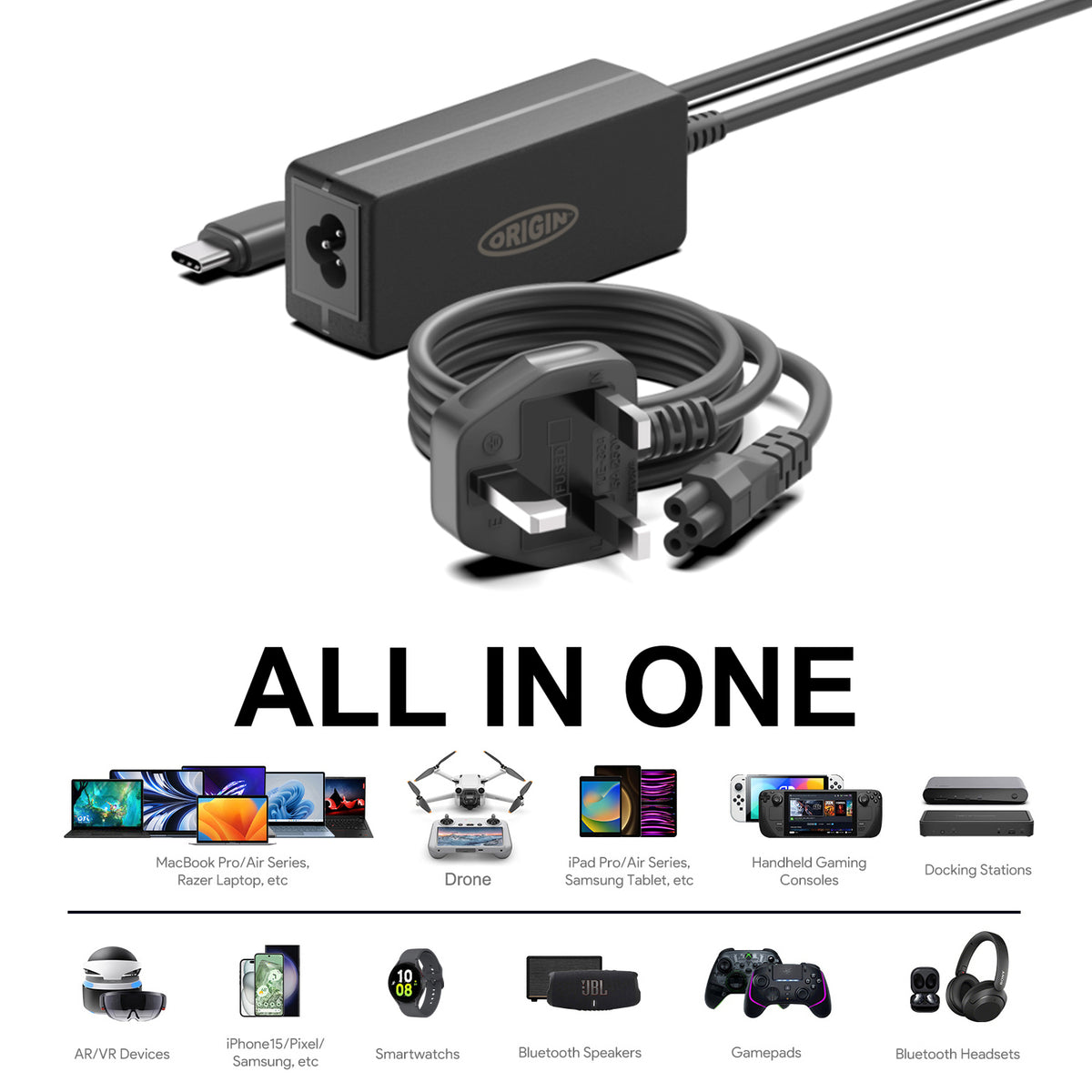 Origin Storage OS-C65W adaptador e inversor de corriente Interior 65 W Negro (2)