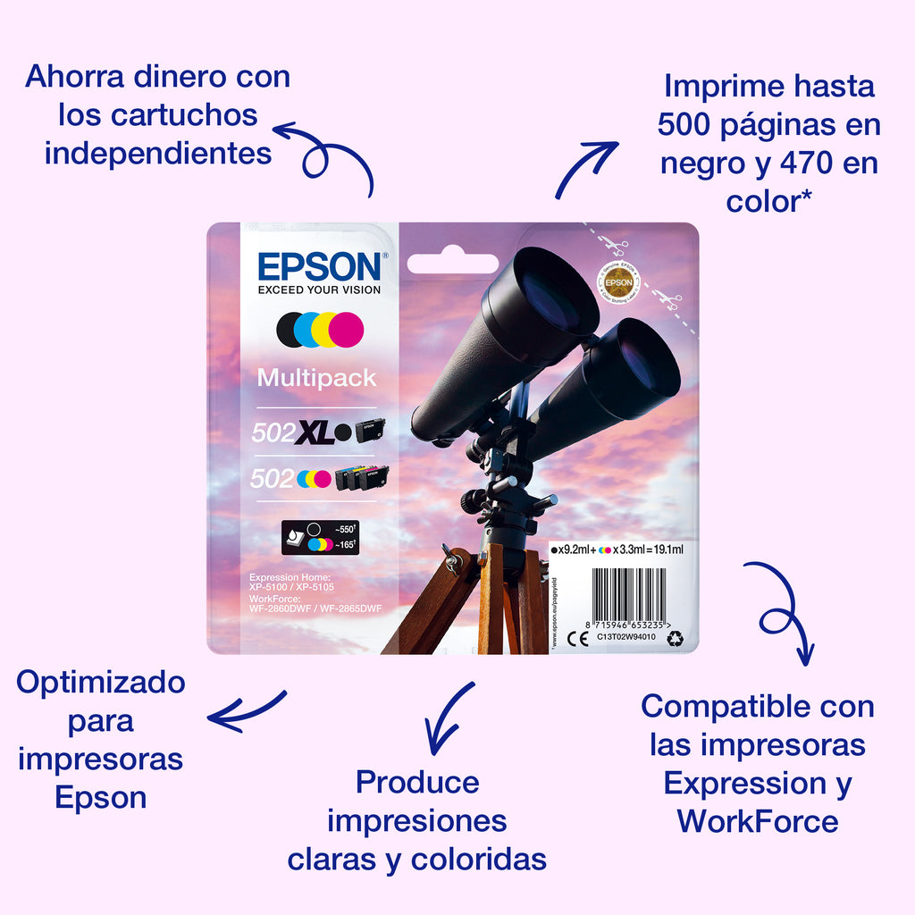 Epson 502XL cartucho de tinta 1 pieza(s) Original High (L) Yield Cian (2)