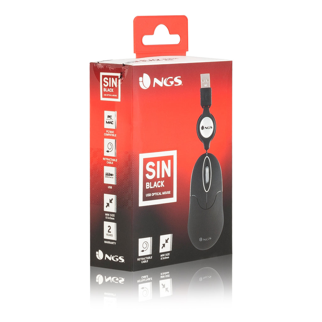 NGS SIN ratón Viajes Ambidextro USB tipo A Óptico 1000 DPI (9)