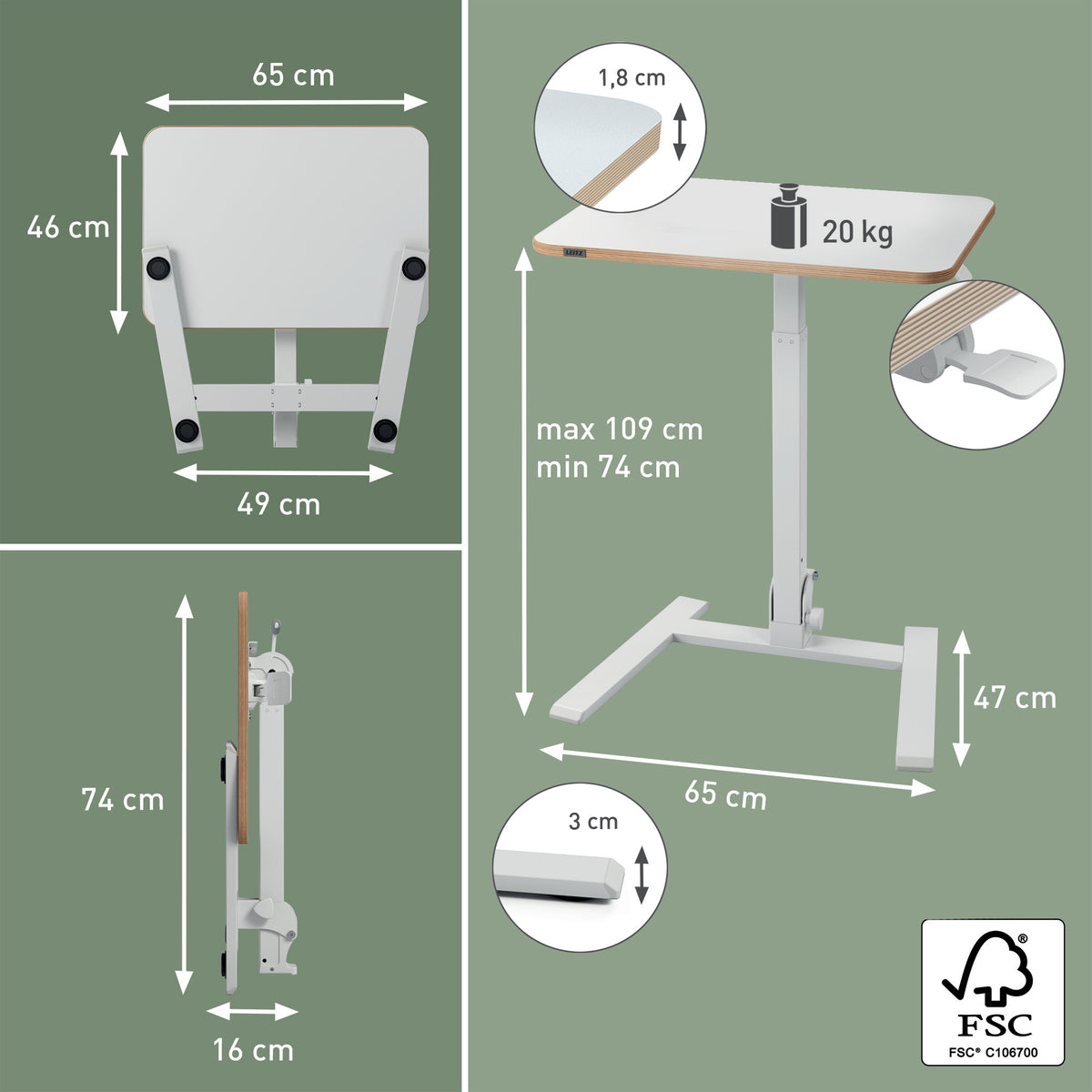 Leitz 65880001 escritorio de pie Blanco (8)