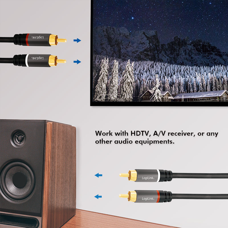 LogiLink CA1206 cable de audio 3 m 2 x RCA Negro (4)