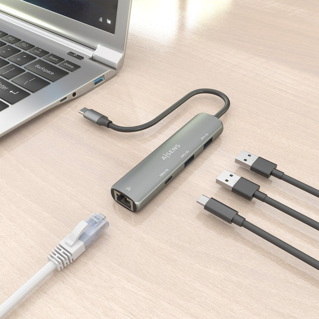 AISENS ASUC-4P039-GR base para portátil y replicador de puertos Alámbrico USB 3.2 Gen 1 (3.1 Gen 1) Type-C (8)