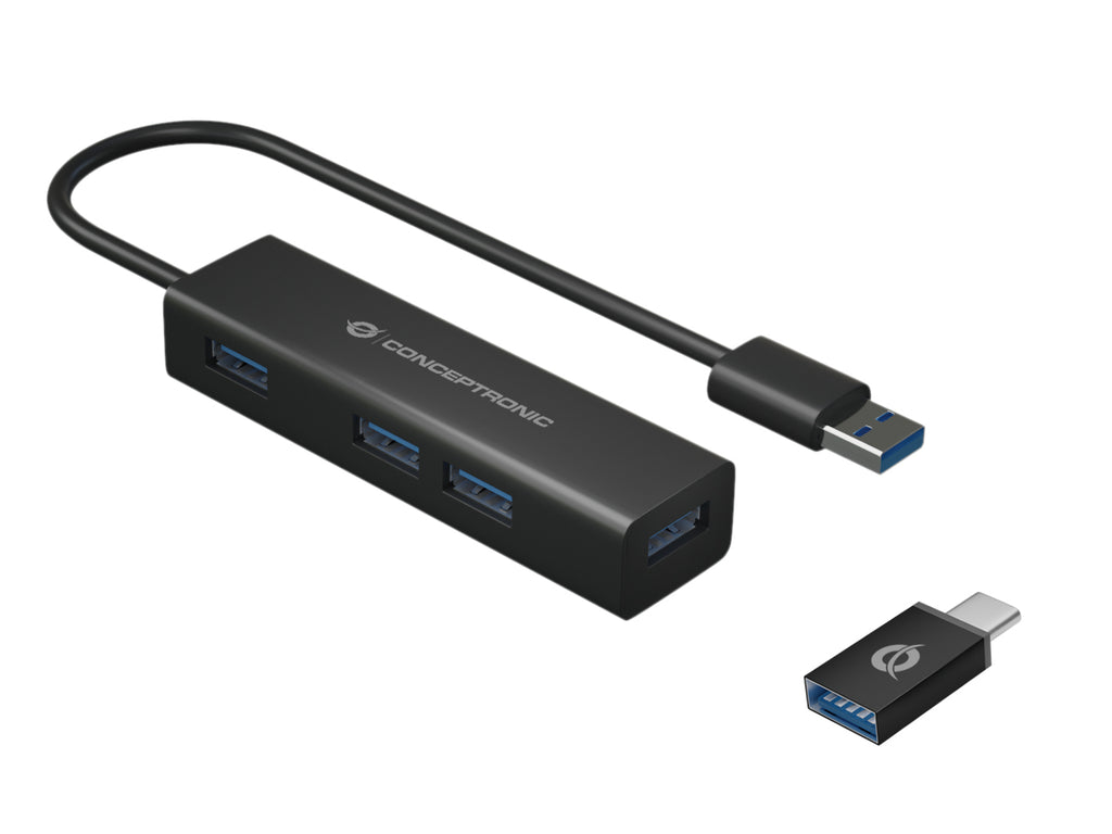 Conceptronic HUBBIES06B hub de interfaz USB 3.2 Gen 1 (3.1 Gen 1) Type-A 5000 Mbit/s Negro