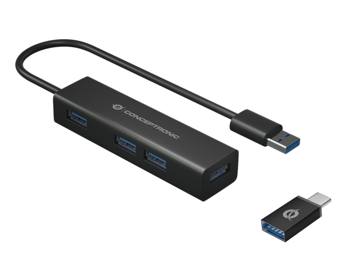 Conceptronic HUBBIES06B hub de interfaz USB 3.2 Gen 1 (3.1 Gen 1) Type-A 5000 Mbit/s Negro