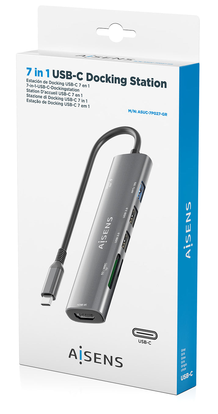 AISENS ASUC-7P027-GR base para portátil y replicador de puertos Alámbrico USB 3.2 Gen 1 (3.1 Gen 1) Type-C (8)