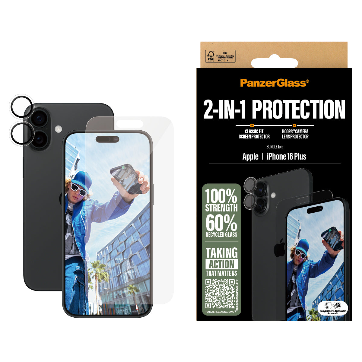 PanzerGlass ® 2-in-1 Bundle iPhone 16 Plus Protector de pantalla Apple 1 pieza(s) (2)