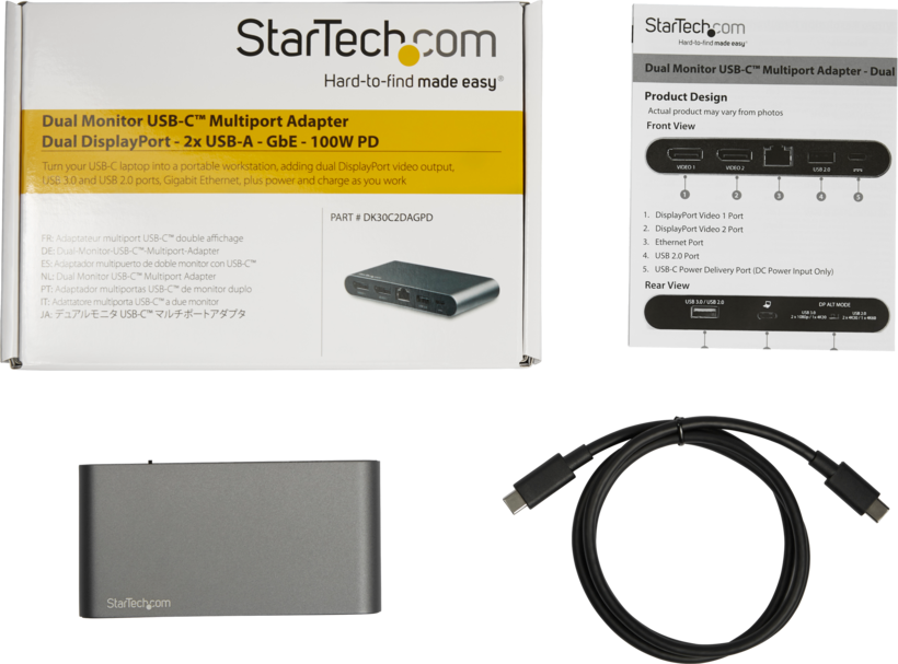 Startech - Dos Monitores, Windows, USB Tipo C a DisplayPort Doble de 4K (3)