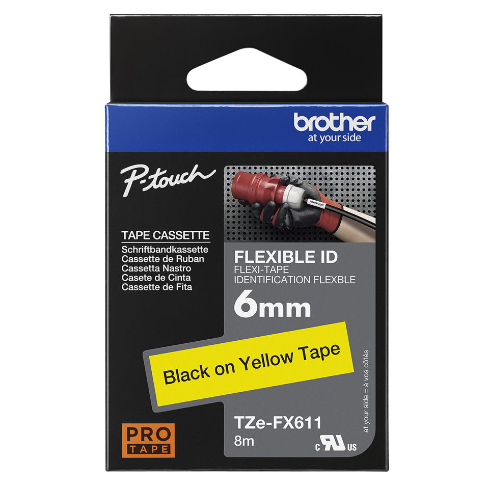 Brother TZE-FX611 cinta para impresora de etiquetas Negro sobre amarillo (5)