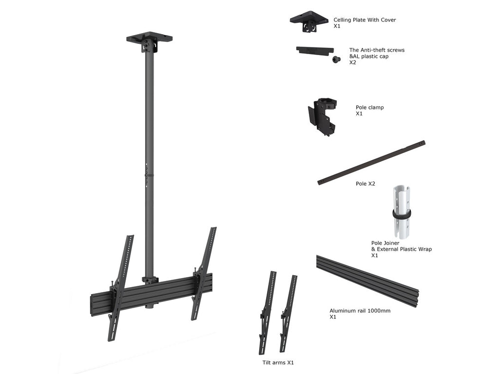 Multibrackets 5778 soporte para pantalla de señalización 190,5 cm (75") Negro (6)