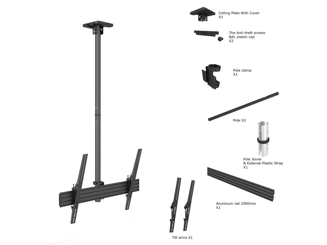 Multibrackets 5778 soporte para pantalla de señalización 190,5 cm (75") Negro (6)