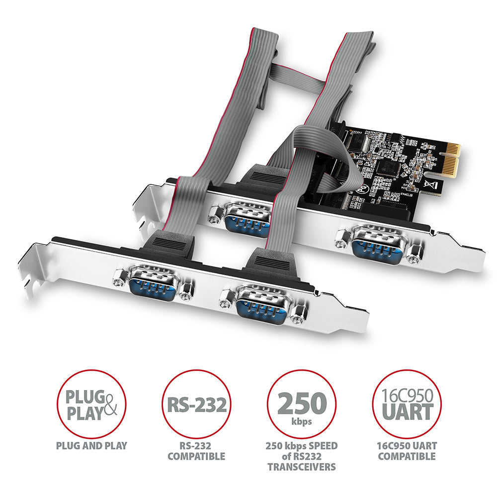 Axagon PCEA-PSN PCIe-Adapter mit 4x Seriell-Ports - ASIX AX99100 Chipsatz tarjeta y adaptador de interfaz Interno RS-232 (2)