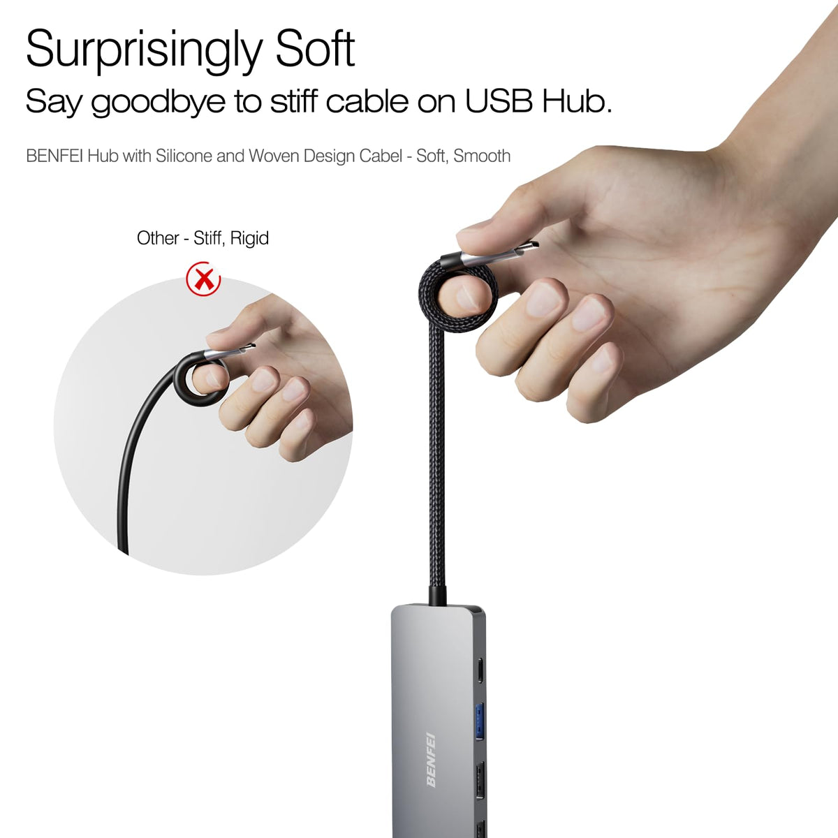 Benfei Hub USB C 5 en 1 con HDMI 4K 000360GREY
