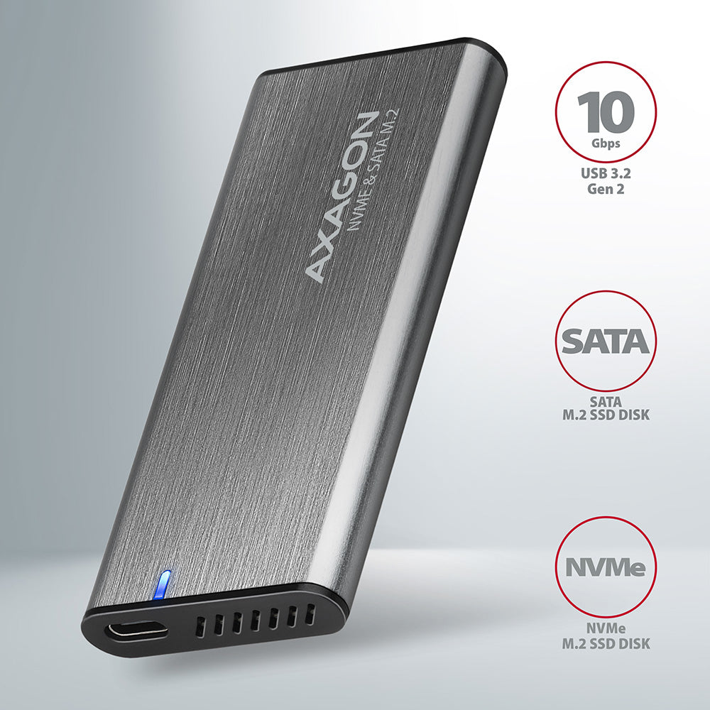 Axagon EEM2-SG2 caja para disco duro externo Caja externa para unidad de estado sólido (SSD) Gris M.2 (2)