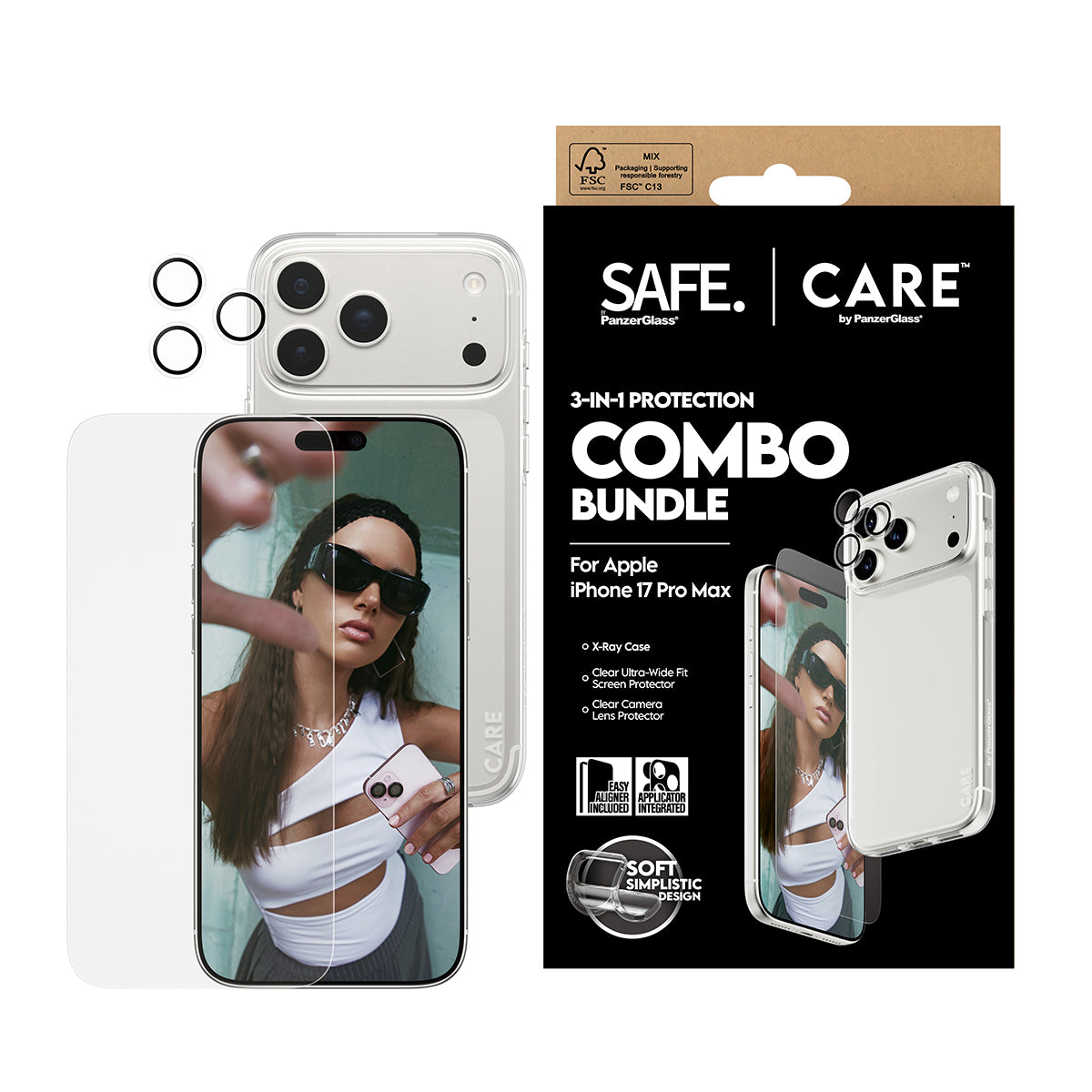 PanzerGlass SAFE. | CARE™ by ® 3-in-1 Combo Bundle iPhone 17 Pro Max Protector de pantalla Apple 1 pieza(s) (2)