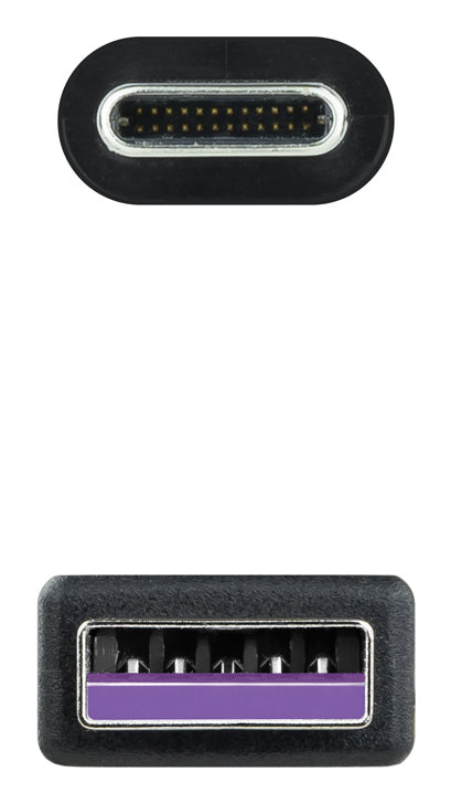 Nanocable USB 2.0, 2m cable USB USB C 2 x USB A 0,48 Gbit/s Negro (4)