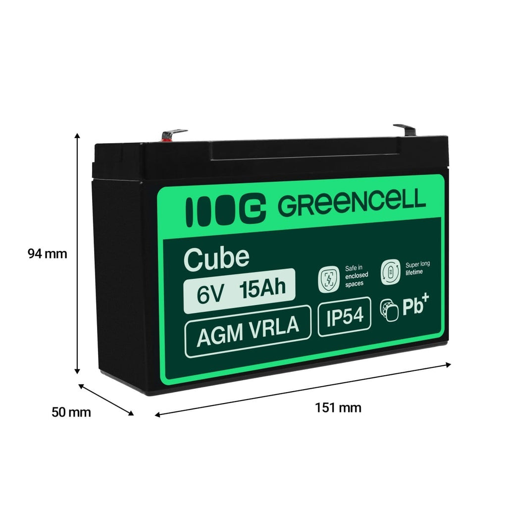 Green Cell AGM40 - 6 V - 1 pièce(s) - Noir - 15 Ah - 1,8 kg - 151 mm (2)