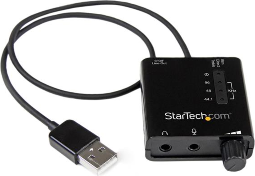 Startech ICUSBAUDIO2D - 1x USB A Macho, 2x Mini-Jack Hembra, Negro