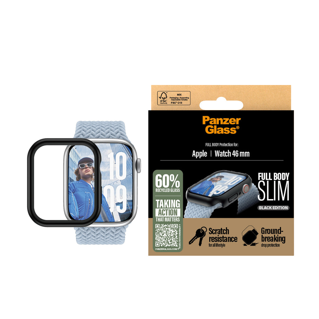 PanzerGlass ® Case Full Body Slim Black Apple Watch Series 11, 10 (3717)