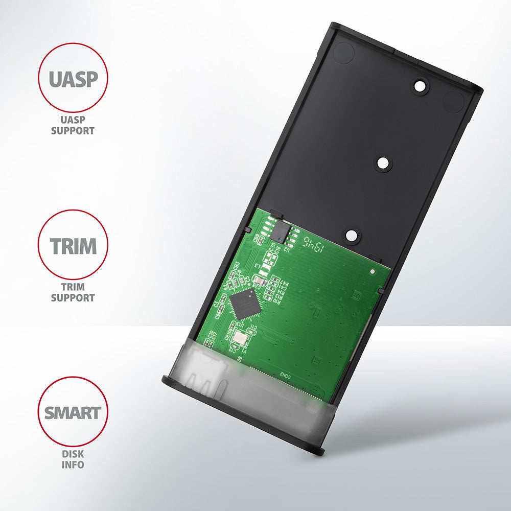 Axagon EEM2-SBC externes Gehäuse für M.2 SSDs USB-C 3.2 Gen 2 - schwarz Caja externa para unidad de estado sólido (SSD) Negro (8)