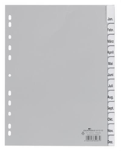 Durable 6410-10 Índice de pestañas en blanco Polipropileno Gris