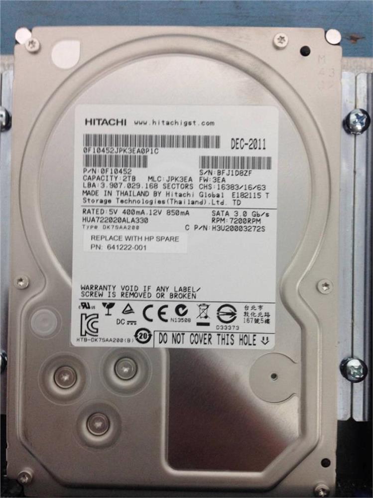 HP 2TB SATA 3G 7.2K LFF 3PAR 641222-001-RFB – Reacondicionado