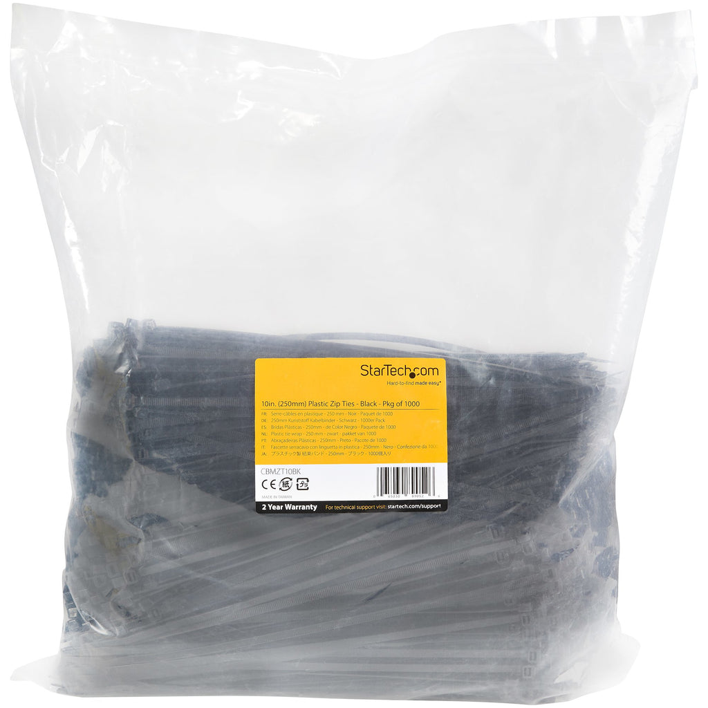 StarTech.com CBMZT10BK presilla Brida reutilizable Nylon, Plástico 1000 pieza(s) (6)