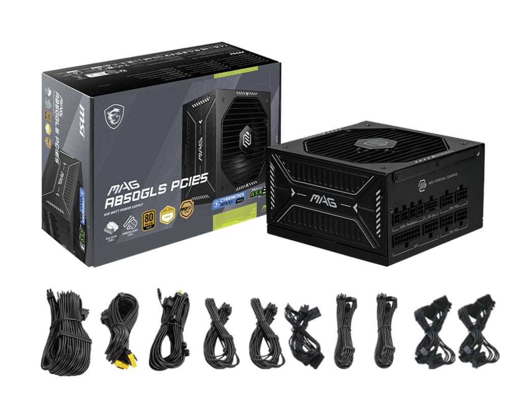 MSI MAG A850GLS PCIE5 unidad de fuente de alimentación 850 W 24-pin ATX ATX Negro (6)