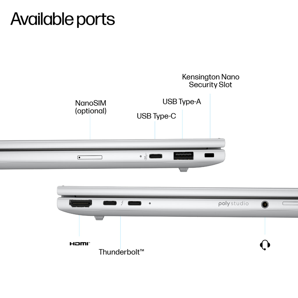 HP EliteBook 8 G1a Next Gen AI PC Copilot+ PC AMD Ryzen™ AI 7 350 Laptop 40.6 cm (16") WUXGA 64 GB DDR5-SDRAM 1 TB SSD Wi-Fi 7 (802.11be) Windows 11 Pro Silver (5)