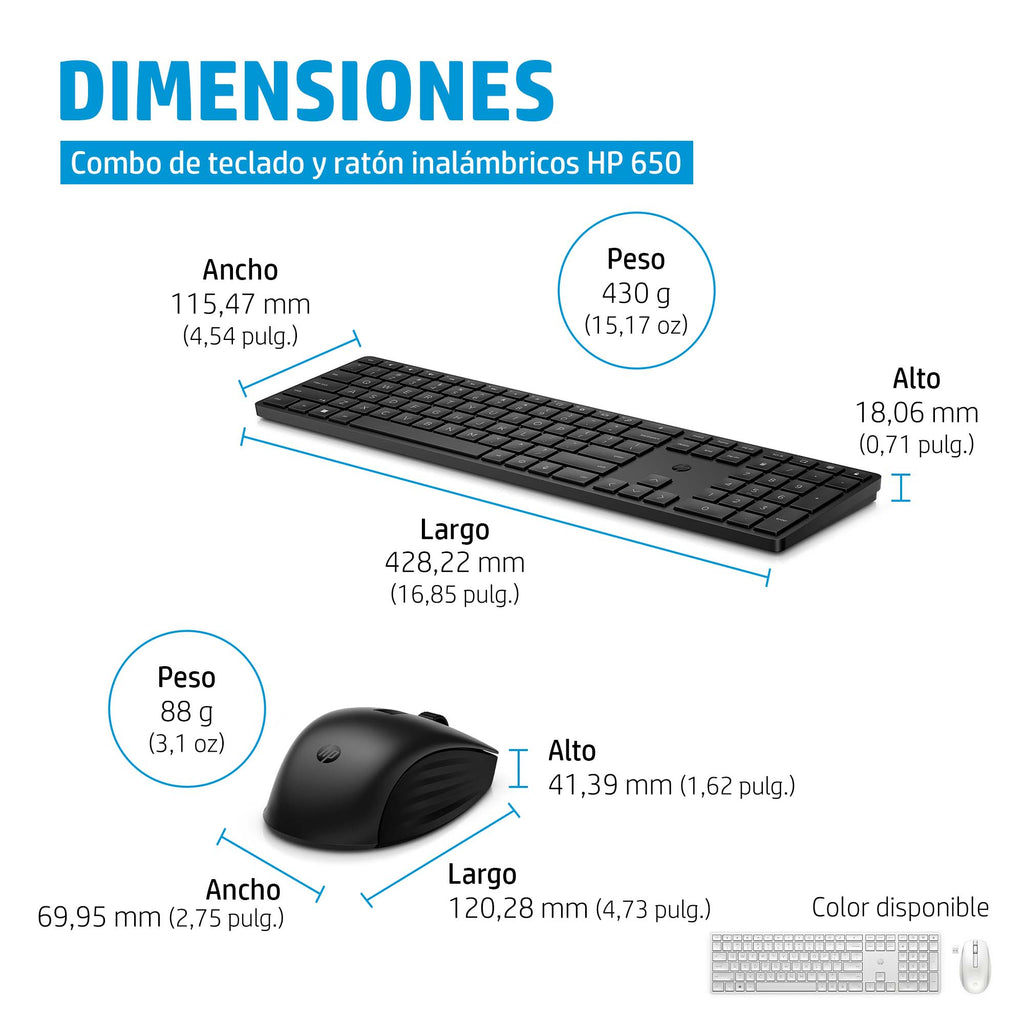 HP 650 Wireless Keyboard and Mouse Combo Black teclado Ratón incluido Hogar RF inalámbrico Negro (5)