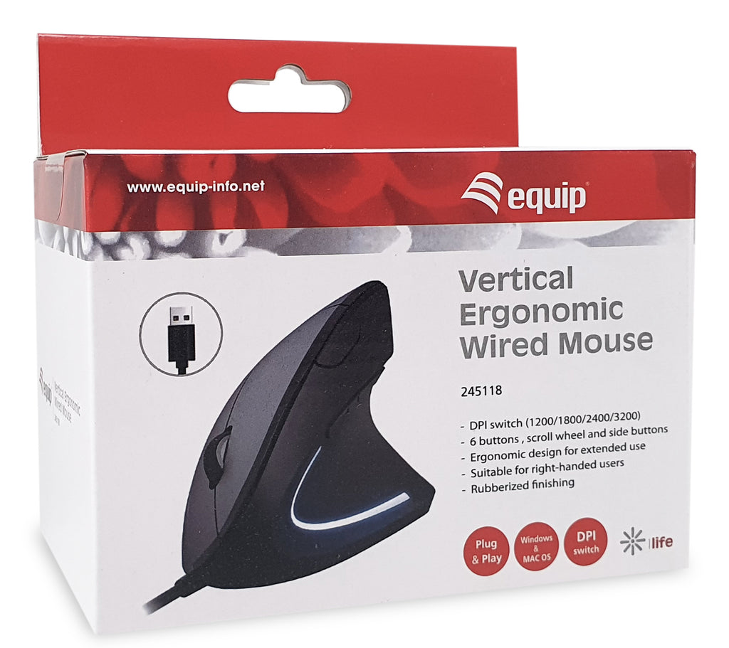 Equip 245118 ratón Universal Mano derecha USB tipo A Óptico 3200 DPI (5)