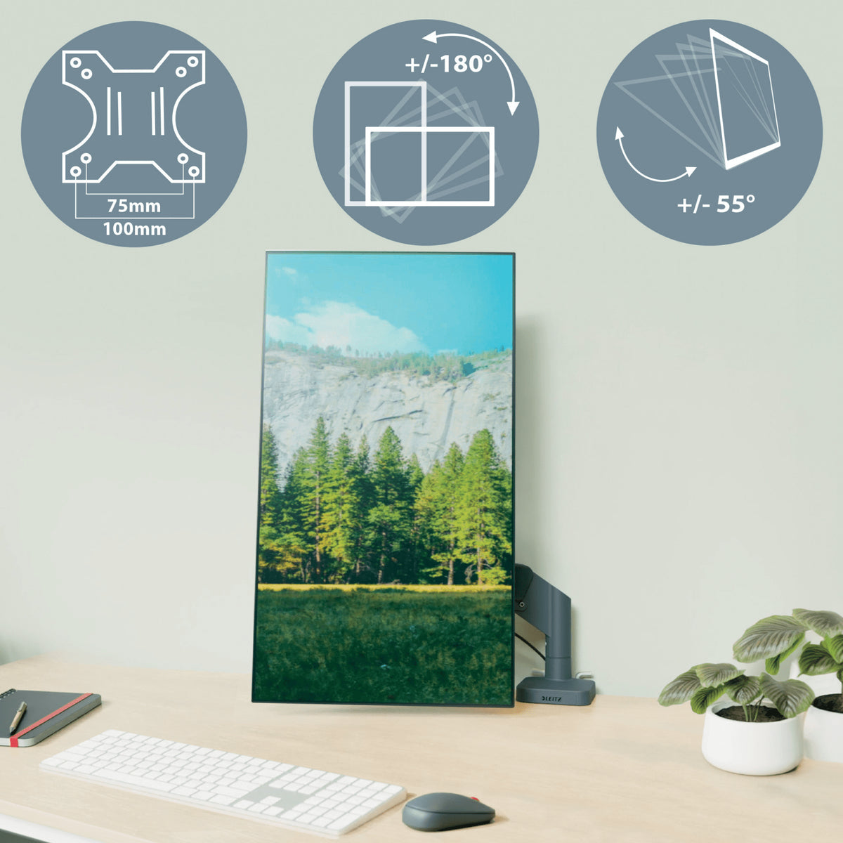 Leitz 65380089 soporte para monitor 81,3 cm (32") Escritorio Gris Oscuro (4)