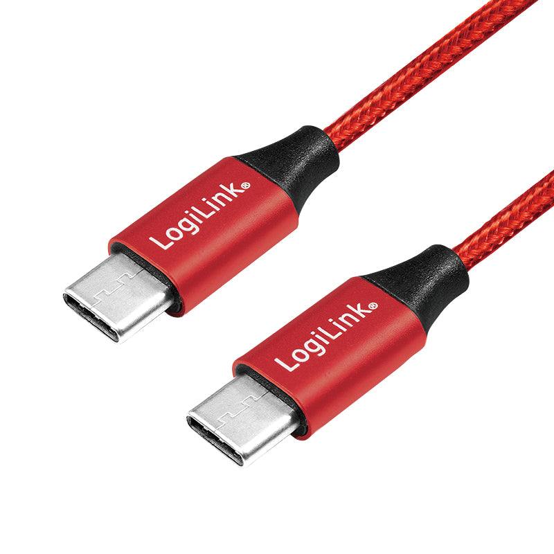 LogiLink CU0155 cable USB USB 2.0 0,3 m USB C Negro, Rojo (2)