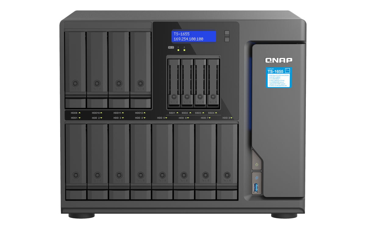 QNAP TS-1655 NAS Torre Intel Atom® C5125 8 GB DDR4 0 TB QNAP Turbo System Negro