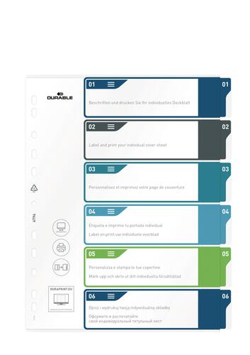 Durable 679427 tab index Blank tab index Polypropylene Multicolour