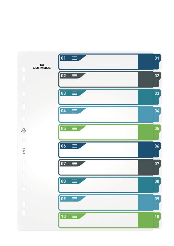 Durable 679527 tab index Blank tab index Polypropylene Multicolour