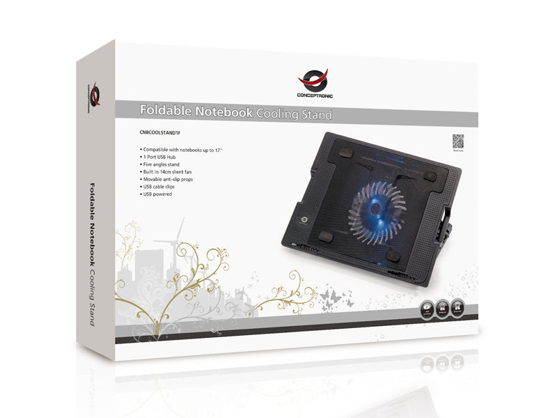 Conceptronic CNBCOOLSTAND1F almohadilla fría 43,2 cm (17") Negro (5)