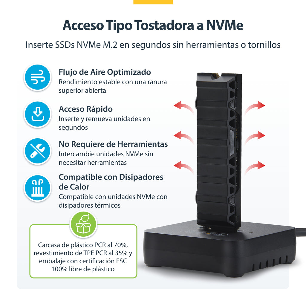 StarTech.com 1USB3-NVME-DOCK base de conexión para disco duro USB 3.2 Gen 2 (3.1 Gen 2) Type-C Negro (7)