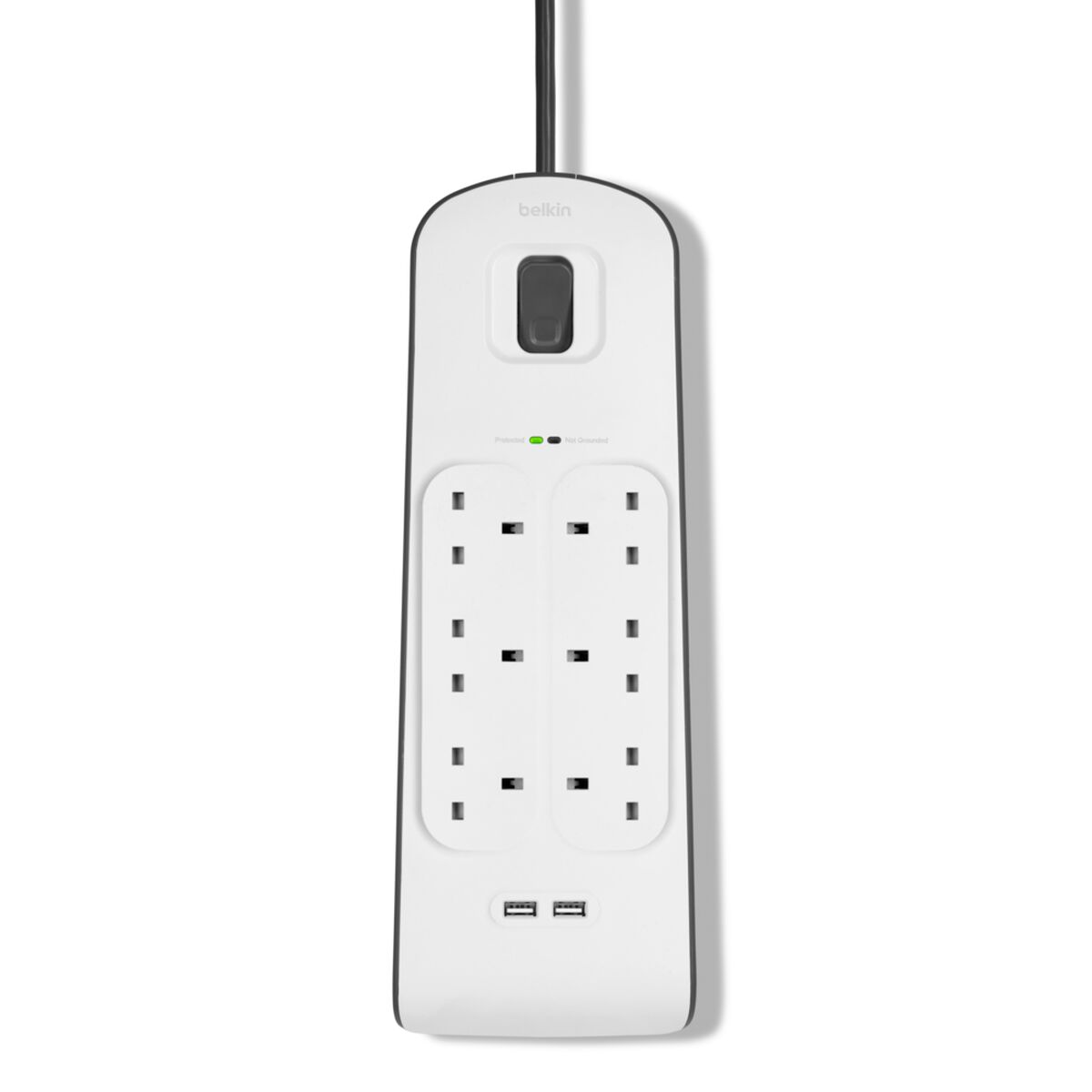 Belkin BSV604AF2M surge protector White 6 AC outlet[s] 2 m (BELKIN 6 WAY SURGE PROTECTION - STRIP-2M W/2X2.4AMP USB CHARGING)