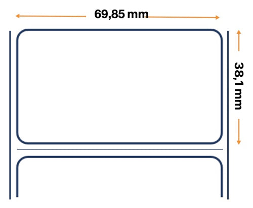 Labels, Zebra, Papel normal, Z-Perform 1000T extraíble, An: 69,85 mm, Al: 38,1 mm, Diámetro rollo: 127 mm, Diámetro interior: 25,4 mm 3012948-T