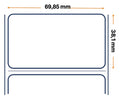 Labels, Zebra, Papel normal, Z-Perform 1000T extraíble, An: 69,85 mm, Al: 38,1 mm, Diámetro rollo: 127 mm, Diámetro interior: 25,4 mm 3012948-T