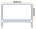 Labels, Zebra, Papel Térmico, Z-Perform 1000D Removible, An: 69,85 mm, Al: 44,45 mm, Diá: 127 mm, Co: 25,4 mm 880677-044DU