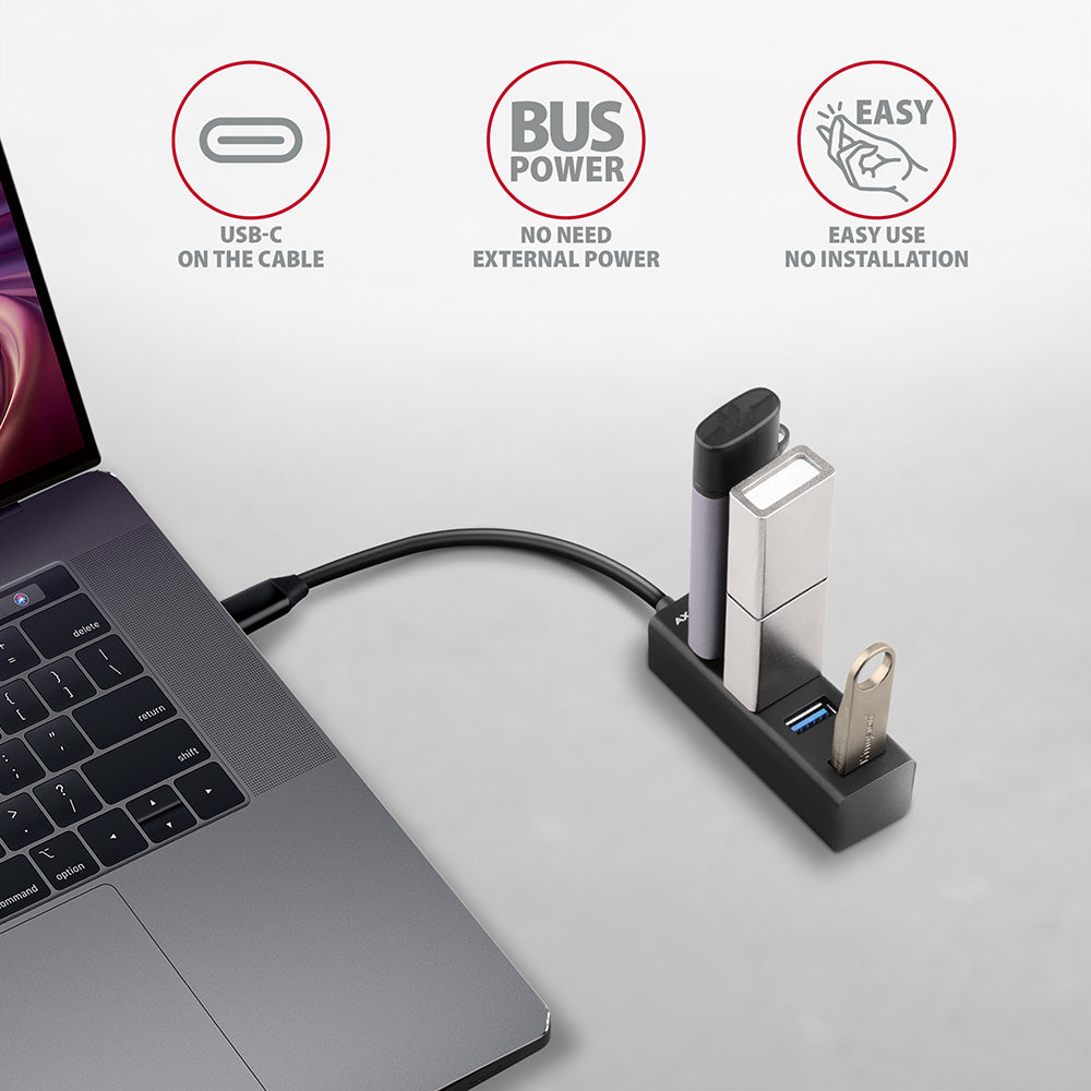 Axagon HUE-M1C hub de interfaz USB 3.2 Gen 1 (3.1 Gen 1) Type-C 5000 Mbit/s Negro (3)