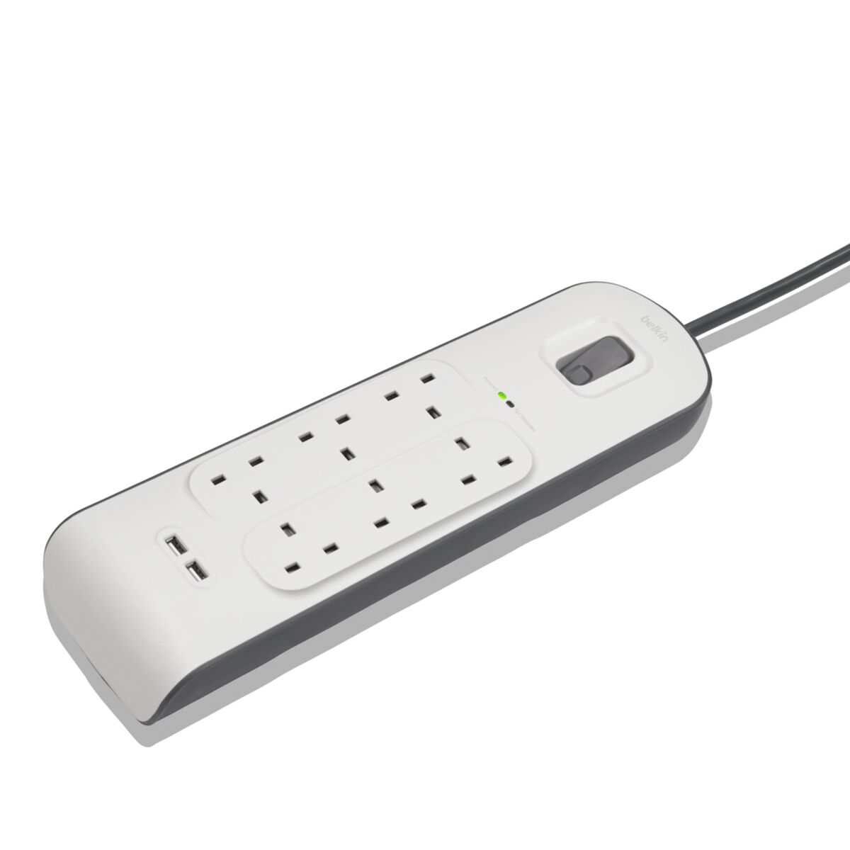 Belkin BSV604AF2M surge protector White 6 AC outlet[s] 2 m (BELKIN 6 WAY SURGE PROTECTION - STRIP-2M W/2X2.4AMP USB CHARGING)
